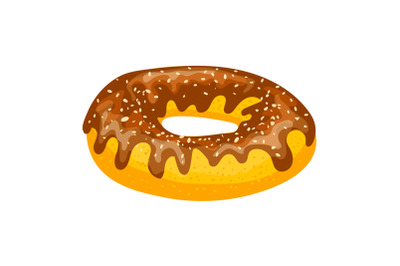 Sweet donut icon, cartoon style