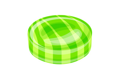 Green caramel icon, cartoon style