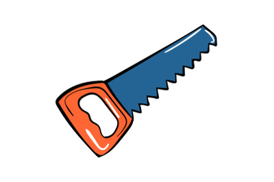 Hand saw icon, cartoon style