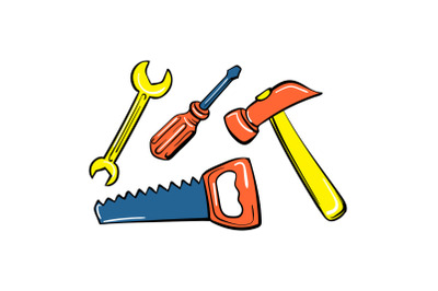 Home toy tool icon, cartoon style