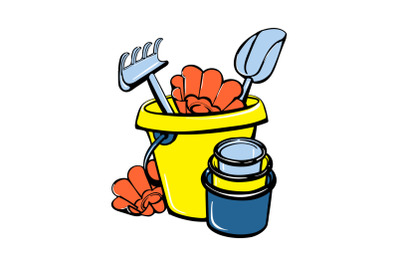 Shovel,rake toy icon, cartoon style
