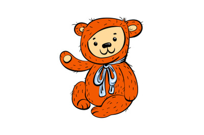 Bear toy icon, cartoon style