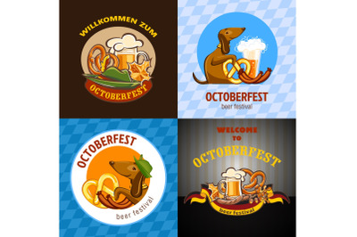Octoberfest beer banner concept, cartoon style