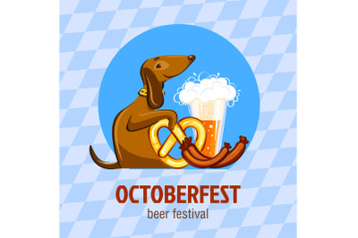 Octoberfest beer festival concept background, cartoon style