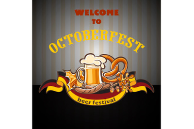 Welcome to octoberfest concept background, cartoon style