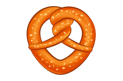 Salt pretzel icon, cartoon style