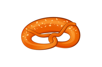 Bavarian pretzel icon, cartoon style