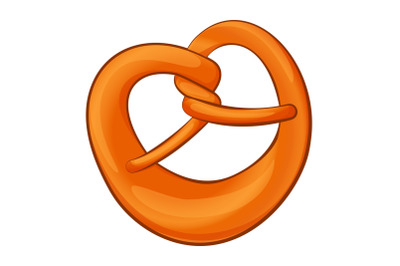 Heart pretzel icon, cartoon style