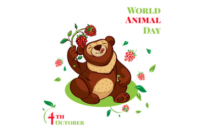 World animal day cute bear concept background, cartoon style