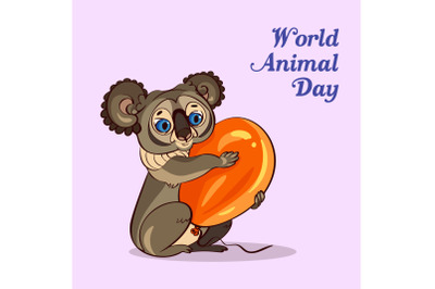 World animal day koala concept background, cartoon style