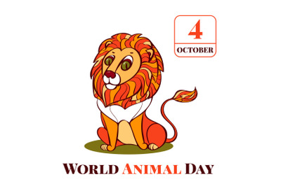 World animal day lion concept background, cartoon style