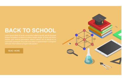 Back to school chemical concept background, isometric style