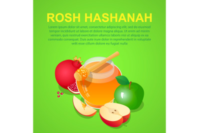Rosh hashanah concept background, isometric style