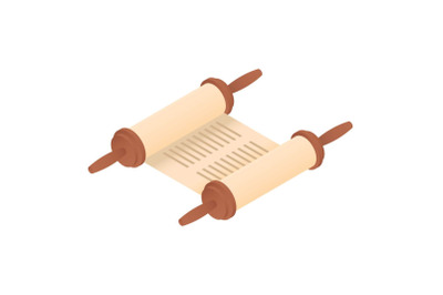 Rolled torah icon, isometric style