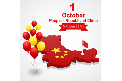 First october China day concept background, isometric style