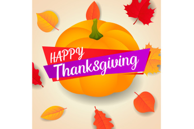 Happy thanksgiving pumpkin concept background, isometric style