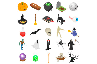 Halloween icon set, isometric style