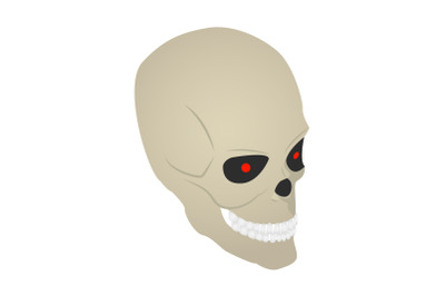 Scary skull icon, isometric style
