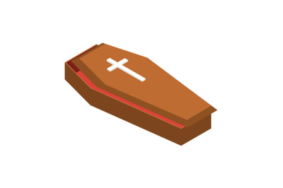 Coffin icon, isometric style
