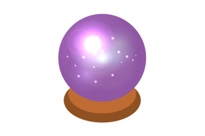 Magic sphere icon, isometric style