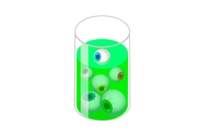 Glass with eyes icon, isometric style