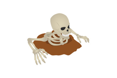 Skeleton ground icon, isometric style