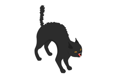 Black scary cat icon, isometric style