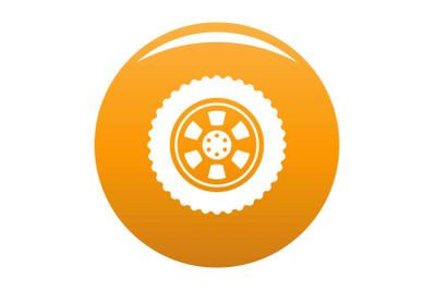 One tire icon vector orange