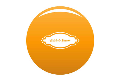 Bride and groom label icon vector orange