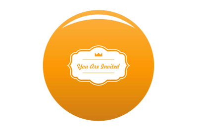 Invated label icon vector orange