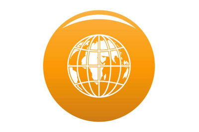 Planet earth icon vector orange