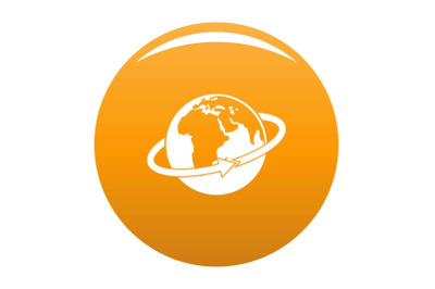 Flight around earth icon vector orange