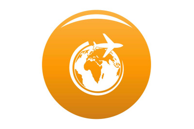 Plane on earth icon vector orange