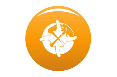 Arrow of world icon vector orange