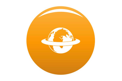 Around the earth icon vector orange