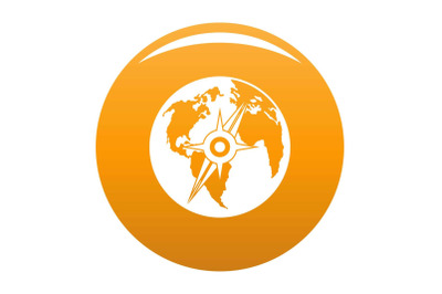 Compass on earth icon vector orange