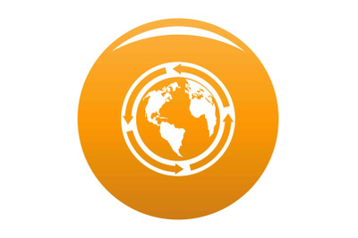 Earth icon vector orange