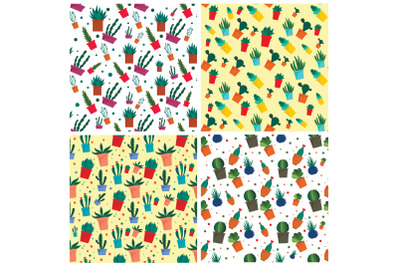 Succulent pattern set, flat style
