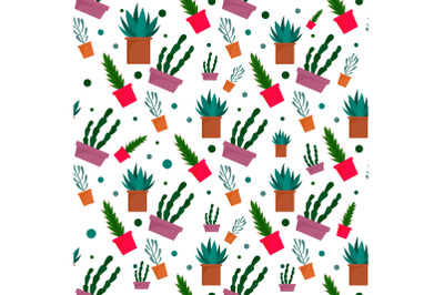 Succulent pattern, flat style
