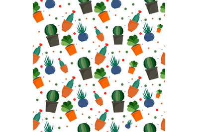 Exotic cacti pattern, flat style
