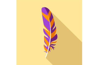 Bird feather icon, flat style