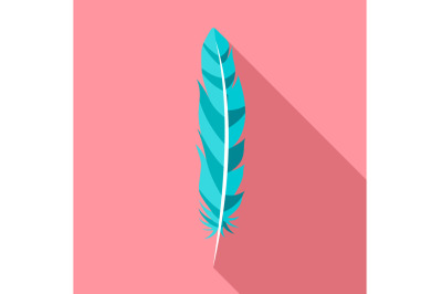 Floating feather icon, flat style