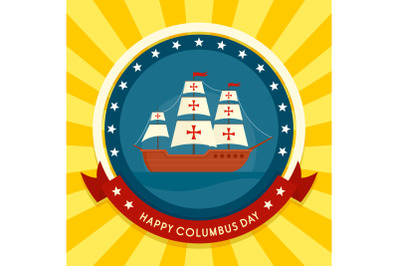 Columbus day concept background, flat style