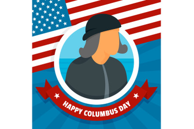 Happy columbus day concept background, flat style