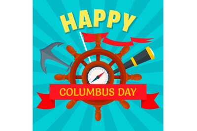 October columbus day concept background, flat style