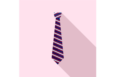 Striped tie icon, flat style