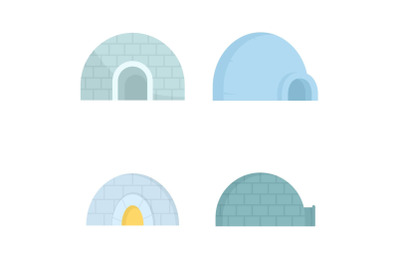 Igloo icon set, flat style