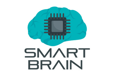 Smart brain logo, flat style