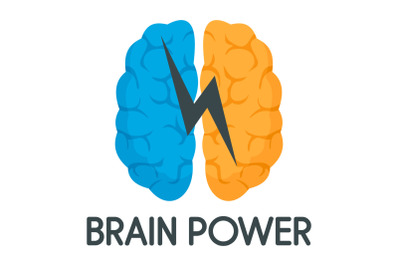 Light brain power logo, flat style