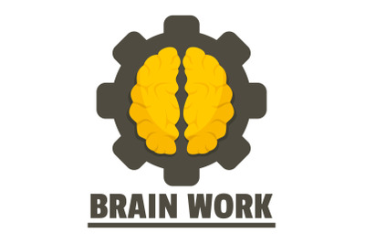 Logic brain work logo, flat style